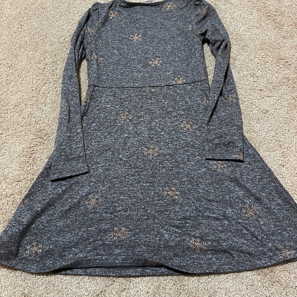 Gap Girls Medium Grey Long Sleeve Dress with Snowflakes